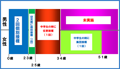 年齢別 風疹ワクチン接種状況（2013年時）