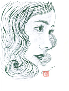 初めて墨絵で描いた女性画（1970 年.23 歳頃）